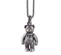 Collier pendentif ours en peluche ourson teddy bear articulé en argent sterling 925 noir pour hommes femmes chaîne 55cm