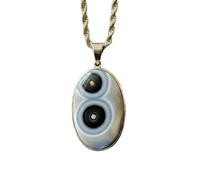 Collier pendentif ovale en argent sterling 925 avec pierre précieuse représentant l'œil de Shiva naturel, chaîne forçat, bijou fait main médaillon représentant le troisième œil de Shiva | LK_SGMP_0081