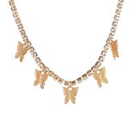 Collier pendentif papillon chaîne cubaine mode pour femmes Shine Hip Hop Zircon Party Bijoux Tennis Choker 1 pièce (couleur : XL979-or)