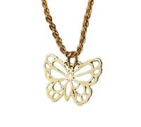 Collier pendentif papillon en argent sterling 925 30x24mm |LK_NLC_00130 | Médaillon rond plaqué or de 22 mm symbole Feng Shui Tai Chi chaîne maille forçat de 45 cm (18 pouces) équilibre spirituel