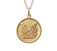 Collier pendentif papillon en argent sterling 925 doré | LK_NLC_01548 | Pendentif de yoga zen symbole de protection et de foi bijou khamsa chamsa orné cadeau avec chaîne de 45 cm.