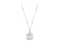 Collier pendentif perle dans coquillage pour femmes, collier à chaîne perlée plaqué argent ton argenté, bijou de cou à pendentif en forme de coquillage pour voyages à la plage et réunions décontractée