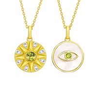 Collier Pendentif Pierre de Naissance pour Femme: 925 Argent Sterling Collier Péridot D'août Collier Oeil de Démon Collier Vert Zircon Cubique Chaîne Ajustable Plaquée or 18K Cadeau de Bijoux