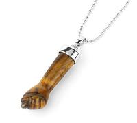 Collier Pendentif Pierre Précieuse,Personnalisation Forme De Poing Colliers En Pierre D'Oeil De Tigre, Pendentif De Guérison Reiki Chakra, Amulette Porte-Bonheur Pendentif Colliers Bijoux Pour Fem