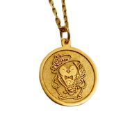 Collier pendentif pingouin en argent sterling 925 doré | LK_NLC_01824 | plated round engraved mythical creature coin pendant 25mm with 18 inch cable chain symbolic jewelry gift