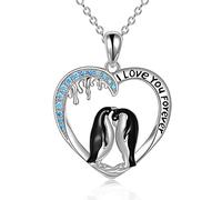 Collier Pendentif Pingouin en Argent Sterling 925 je T'aime pour Toujours Collier Animal Bijoux Cadeaux pour Femmes Filles (Collier Pingouin)