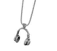 Collier Pendentif pour Écouteurs,Chaîne Musique Hip Hop Punk Cool en Acier Inoxydable,Pendentif pour Amoureux de Musique et de Rock | pour Anniversaire Fête Festival Extérieur Voyage Festival