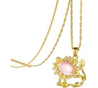 Collier Pendentif pour Femmes, Collier Or Douze Constellations incrustées Zircon Rose Quartz Bijoux Anniversaire pour Les Femmes Filles