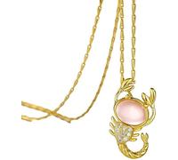 Collier Pendentif pour Femmes, Collier Or Douze Constellations incrustées Zircon Rose Quartz Bijoux Anniversaire pour Les Femmes Filles