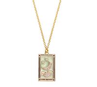 Collier Pendentif pour Femmes Tarot rétro électroplate avec Collier carré de Gouttes d'huile de Diamant