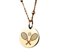 Collier pendentif raquette de tennis en argent sterling 925 |LK_NLC_00891 | Collier avec chaîne câble de 45 cm médaillon disque de 24 mm et symbole de l'épée de la justice (15 mm d'épaisseur).