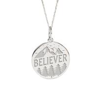 Collier pendentif religieux en argent sterling 925 | Croyant | Chaîne de 45 cm (18 pouces) | Taille du pendentif : 24 mm | Breloque protectrice délicate plaquée argent | Unisexe | LK_PNK_02283