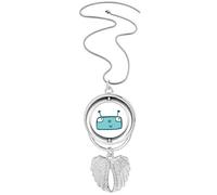 Collier pendentif robot bleu univers et alien ailes d'ange rotatif