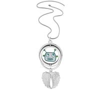 Collier pendentif robot gris univers et alien ailes d'ange rotatives