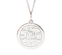 Collier pendentif rond Desert Mesa en argent sterling 925 | LK_NLC_02368 | plated round farming theme medallion 24mm agriculture inspired disc necklace with 18 inch cable chain
