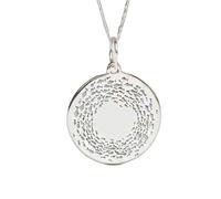 Collier pendentif rond représentant un banc de poissons | LK_NLC_02333 | plated round bird disc pendant with 18 inch cable chain 24mm nature wildlife inspired jewelry gift