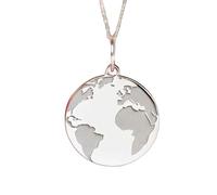 Collier pendentif rond représentant une carte du monde | LK_NLC_02371 | plated round animal medallion 24mm nature inspired disc necklace with 18 inch cable chain meaningful