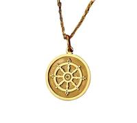 Collier pendentif roue du Dharma en argent sterling 925 doré | LK_NLC_01479 | breloque en forme de croissant de lune petite délicate et mystique avec chaîne de 45 cm (18 pouces).