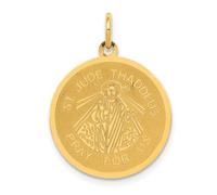 Collier pendentif Saint Jude Thaddeus en or jaune massif 14 carats gravé au laser poli pour femme 20,1 x 27,3 mm