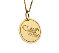 Collier pendentif scorpion en argent sterling 925 gravé | LK_NLC_00240 | Médaille croix religieuse ronde plaquée or 28 mm avec chaîne câble de 45 cm cadeau de foi chrétienne