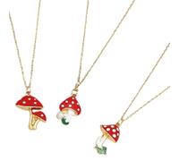 Collier Pendentif Set de Set, Champignon Rouge à Pois Lot de 3, Alliage | Bijoux Fantaisie Délicats, Style Élégant et Esthétique, Assortis, pour Robes, Shorts, Événements Scolaires et Mariage