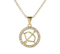 Collier Pendentif Signe Du Zodiaque Sagittaire - Horoscope 12 Constellations Incrusté De Zircon Creux Pendentif Clavicule Chaîne Collier, Charme Constellation Astrologie Bijoux, Sagittaire, 45 + 5