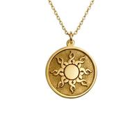 Collier pendentif soleil en argent sterling 925 plaqué or | LK_NLC_01501 | Médaillon rond de 22 mm avec chaîne à maillons de 45 cm bijou symbole solaire céleste cadeau pour hommes et femmes