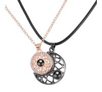 Collier pendentif soleil et lune projection couple attraction couple boucle magnétique bijoux couples, alliage avec une centaine de langues, colliers assortis pour lui et elle, cadeau romantique pour