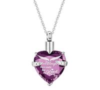 Collier pendentif souvenir pour chat ou chien, pendentif en forme de cœur avec accent d ' aile et chaîne de 55 cm, collier souvenir pour animal de compagnie, urne en forme de cœur, aile, chaîne bijoux