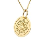 Collier pendentif spirale géométrique en argent sterling 925 | LK_NLC_00046 | Pendentif rectangulaire plaqué or gravé de motifs botaniques (24 x 16 mm) avec câble de 45 cm.