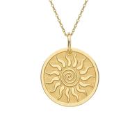 Collier pendentif spirale soleil en argent sterling 925 doré | LK_NLC_00726 | Collier médaillon soleil plaqué or pendentif soleil céleste gravé de 28 mm chaîne maille forçat de 45 cm