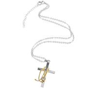 Collier Pendentif Stéthoscope Croix, Alliage Léger, Style Moderne | Bijou Créatif et Élégant, Ajustable pour Cérémonie, Blanc Blouse, Diplôme, Présent Chrétien