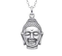 Collier pendentif tête de Bouddha petit pendentif Zen | LK_NLC_03005 | Bijou de yoga cadeau bouddhisme foi Bouddha religion bouddhiste pendentif du quotidien avec chaîne de 45 cm en argent