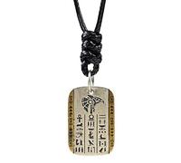 Collier pendentif tête de faucon Horus garde du dieu égyptien en argent sterling 925 et laiton collier étiquette bicolore gravé hiéroglyphes pour hommes femmes,corde