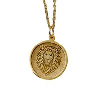 Collier pendentif tête de lion en argent sterling 925 22 mm | LK_NLC_01618 | Pendentif yogi simple et charmant cadeau pour elle bijou zen délicat et raffiné à porter au quotidien avec chaîne de 45 cm.