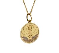 Collier pendentif trident en argent sterling 925 pour homme | LK_NLC_00890 | Collier avec chaîne câble de 45 cm médaillon disque de 24 mm et symbole de l'épée de la justice (15 mm d'épaisseur).