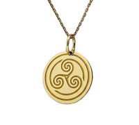 Collier pendentif triskèle celtique en argent sterling 925 | LK_NLC_00299 | Pendentif rectangulaire gravé plaqué or 24 x 16 mm avec chaîne câble de 45 cm (18 pouces) bijou symbolique et mystique