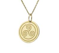 Collier pendentif triskèle en argent sterling 925 24 mm | LK_NLC_00012 | pendentif gravé en forme de médaillon de dragon mythique plaqué or chaîne câble de 45 cm épaisseur 15 mm symbole fantastique