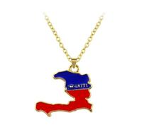 Collier pendentif unique inspiré d ' Haïti Chaîne de clavicule moderne Bijoux géométriques pour superposition et tenues décontractées Pendentif en métal Haïti
