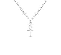 Collier Pendentif Unisexe Mini Petit De Croix Égyptienne Ankh Clé De Vie Religieuse En Argent Sterling Poli .925 Pour Femmes Hommes Adolescents