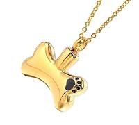 Collier Pendentif Urne Cendrée Crémation Commémoratif Hommes - 50 cm Acier Titane - Cadeau Noël Anniversaire- Or Noir