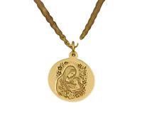 Collier pendentif Vierge à l'Enfant en argent sterling 925 | LK_NLC_01818 | plated round nature medallion 24mm with 18 inch cable chain symbolic growth strength family jewelry gift