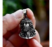Collier Pendentif Visage de Jésus-Christ en Argent, Bijou Notre Père en Acier Inoxydable