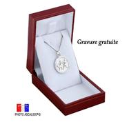 collier pendentif Zodiac gémeau médaille et chaine en argent 925 massif avec coffret pour offrir. Gravure possible gratuite