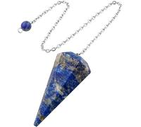 Collier pendule en cristal lapis-lazuli pour sorcellerie, reiki, radiesthésie et divination, Pierre