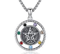 Collier Pentacle Homme Collier Tetragrammaton Argent Sterling 925 Pendentif Pentagramme de Protection Collier Sorciere Amulette Wiccan Bijoux pour Hommes Femmes