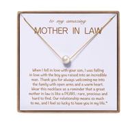 Collier Perle Femme, Cadeau Belle-Mere / Belle Maman, Idee Cadeau Maman, Collier Pendentif Perle Blanche elegant, Bijoux Fantaisie Femme pour Anniversaire et Fete des Meres, Collier pour Femme elegant