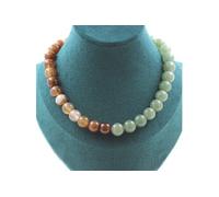 Collier de perles d'agate Dream 10 mm + Aventurine 10 mm en acier inoxydable