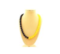 Chaîne d'agate jaune + agate noire 8 mm en acier inoxydable