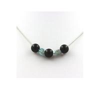 collier de perles d'agate noire + apatite de 8 mm du Brésil